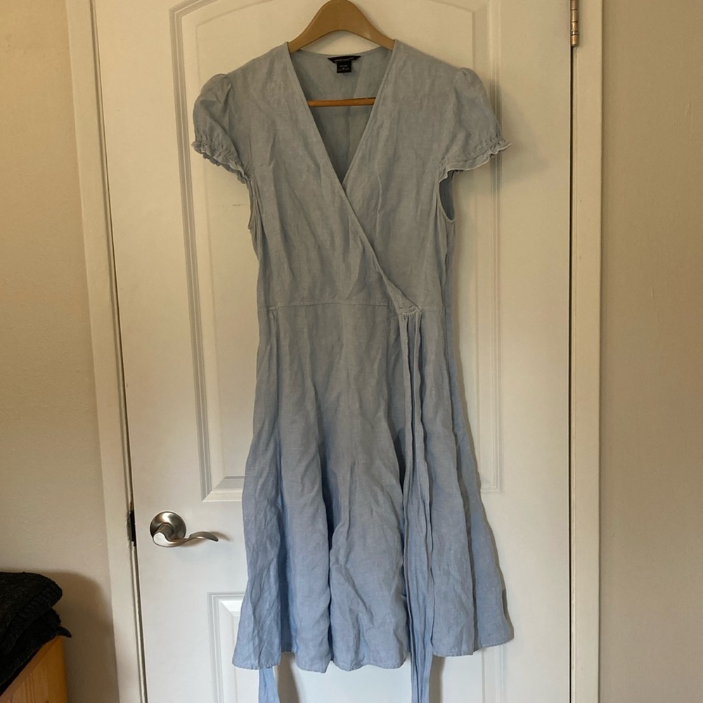Moda International 100% Linen Midi Wrap Dress